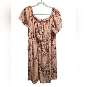 torrid Peach and Brown Animal-Print Midi Dress, Sz Torrid 0